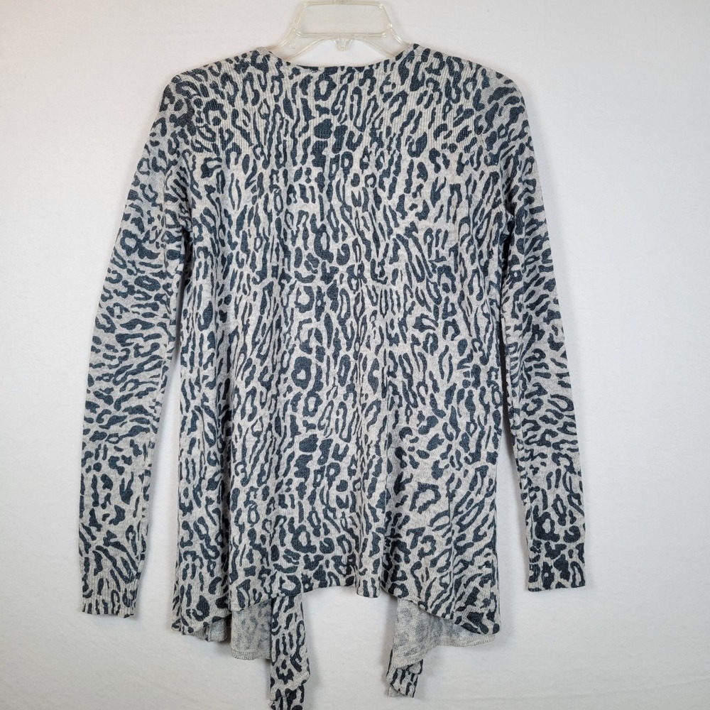 Akualani Womens Animal Leopard Angora Wool Cardigan Sweater Size Small Gray - Picture 5 of 8